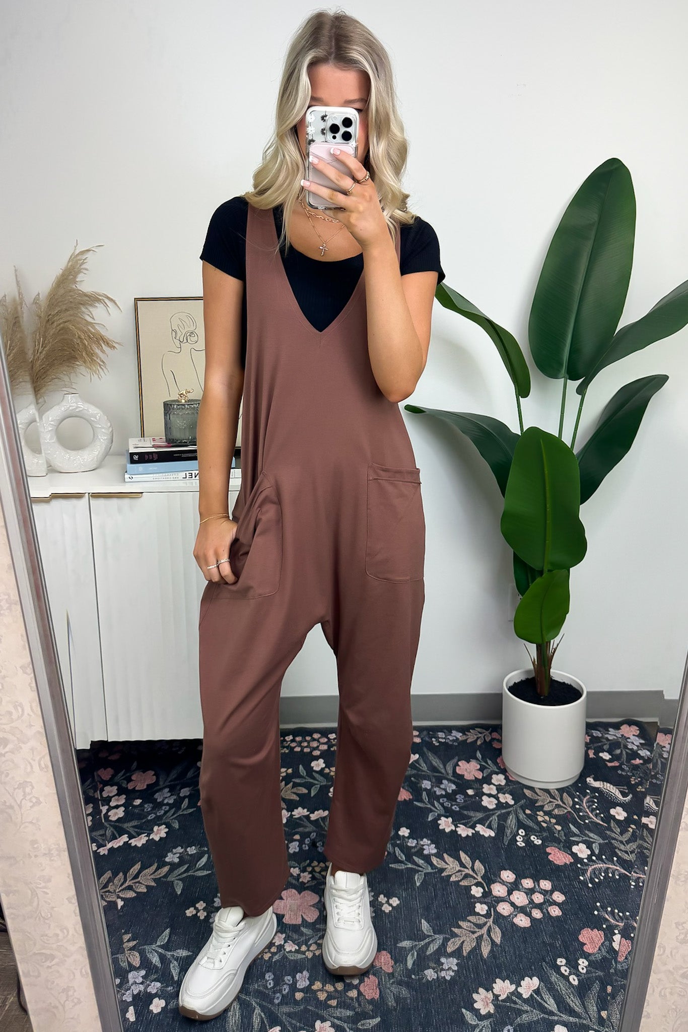 Relaxed Fit V-Neck Jumpsuit
