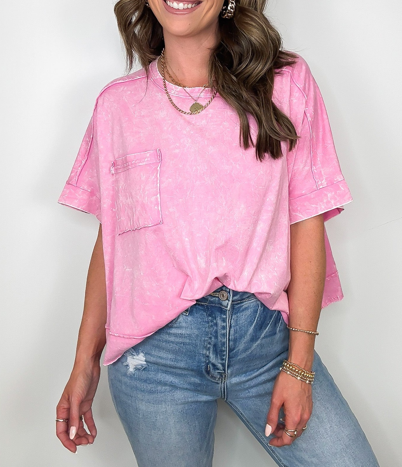Vivid Aura Mineral Wash Oversized Tee
