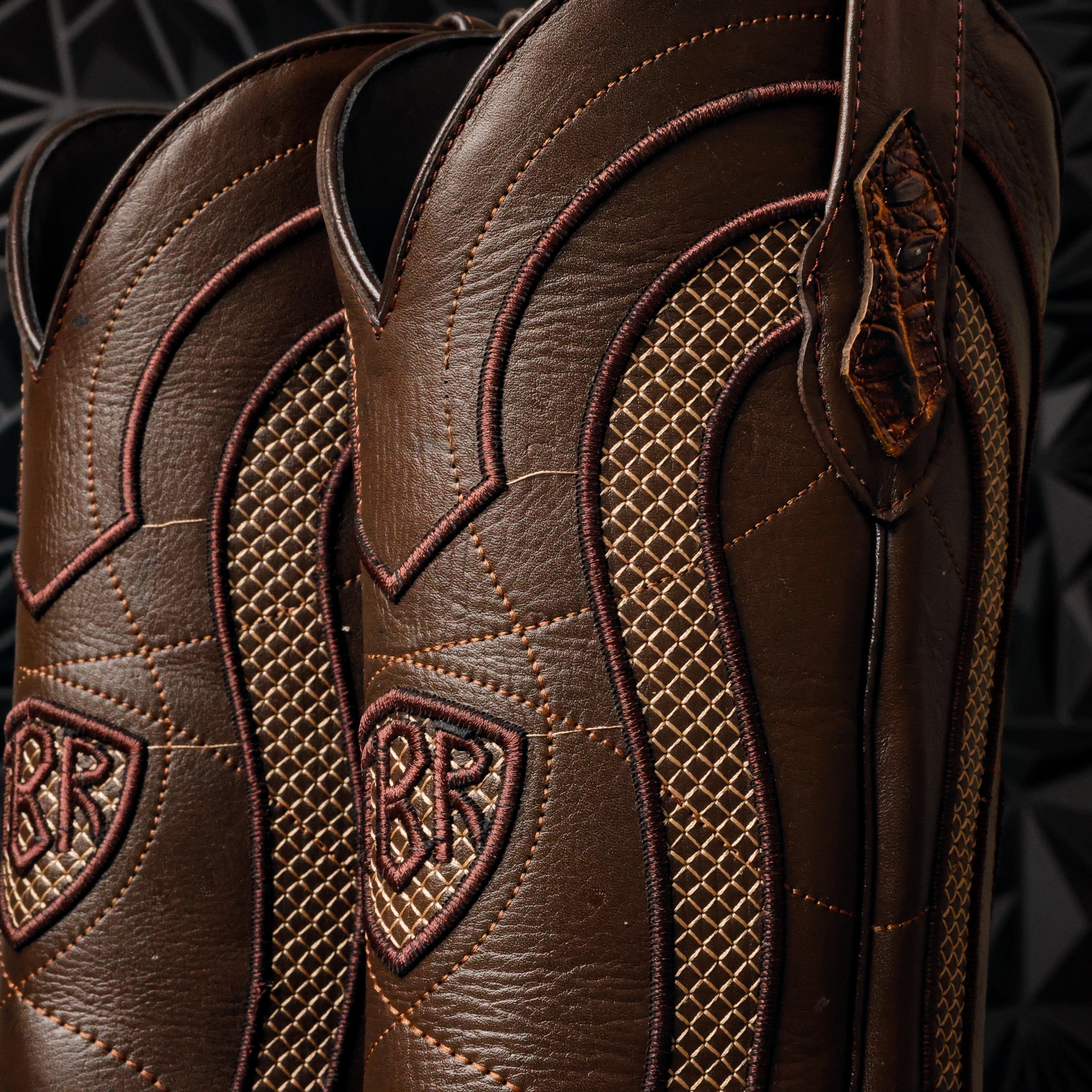 Two-Tone Caiman Belly Leather Boots - Square Toe