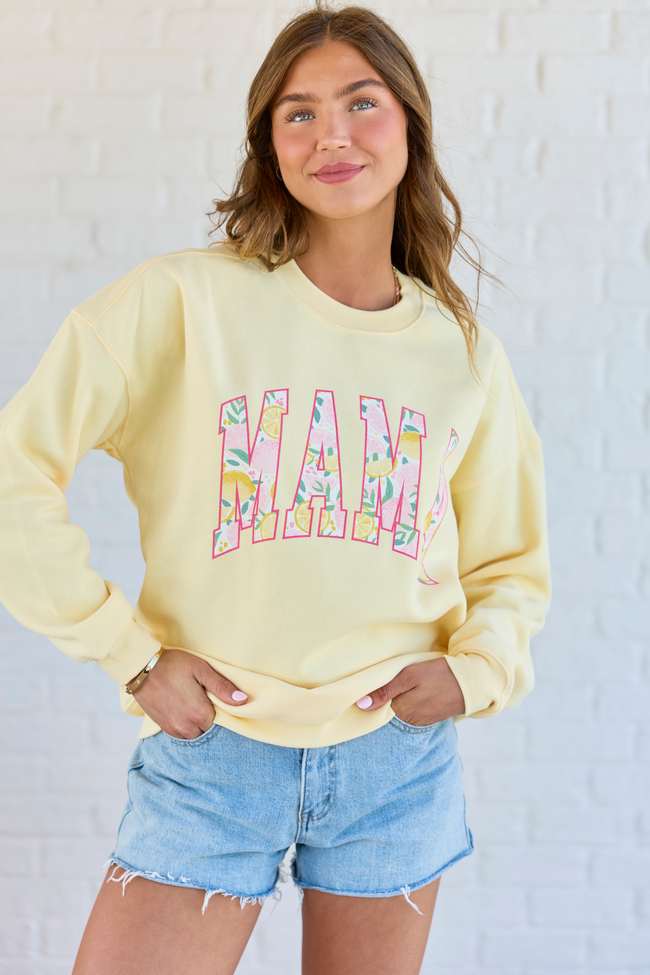 Mama Lemons Block Yellow Graphic Sweatshirt