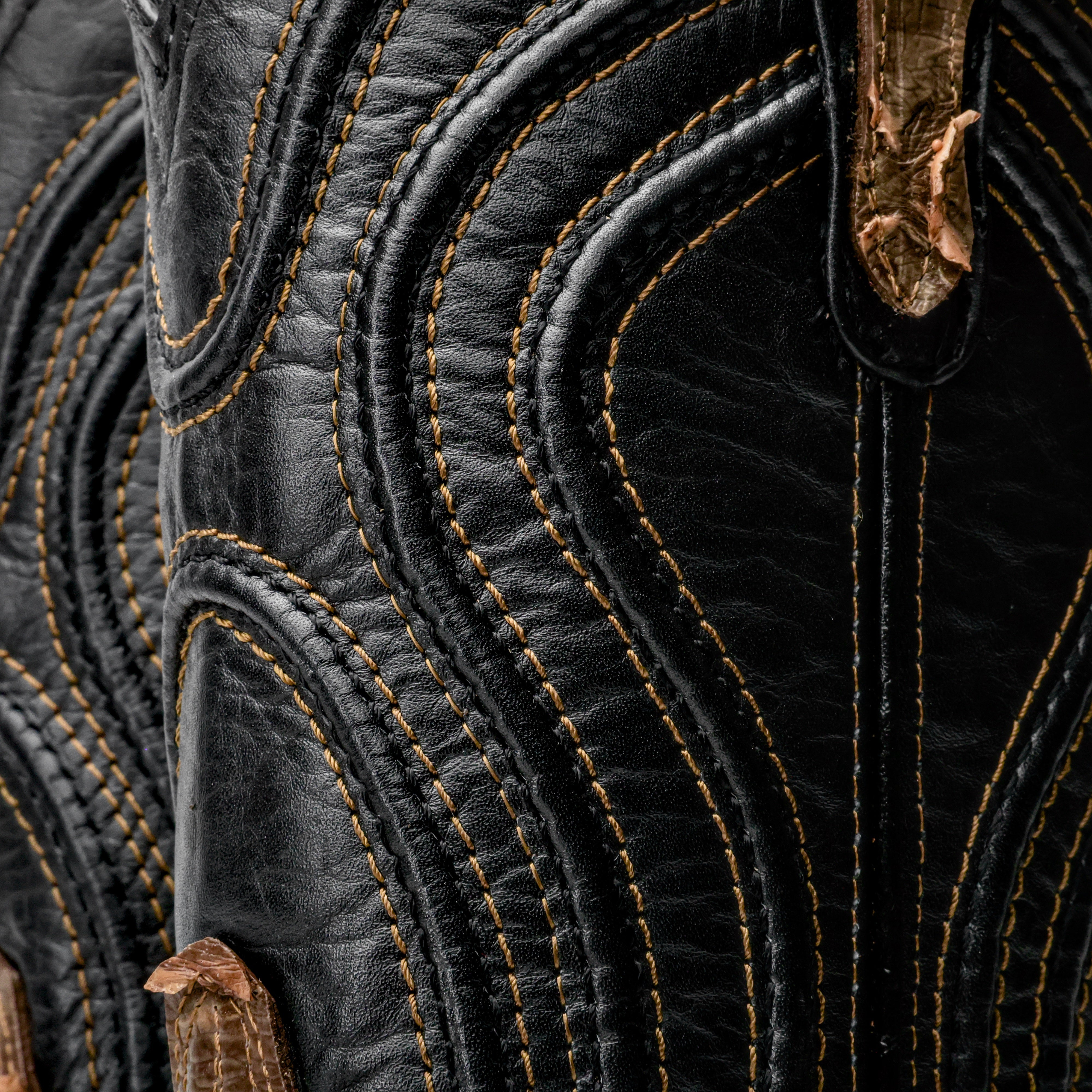 Rustic Light Brown Python Leather Boots - Square Toe