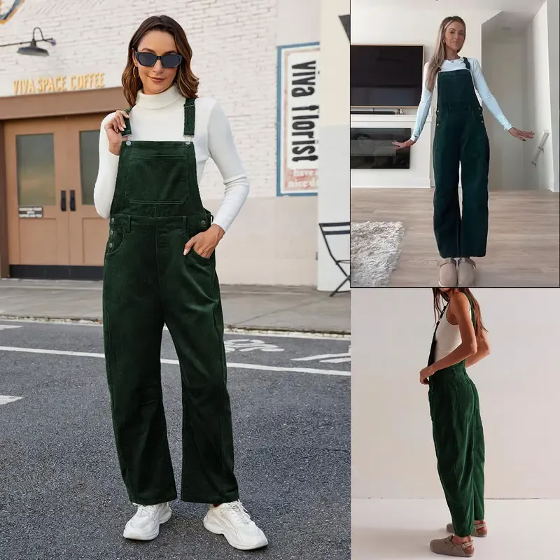 ✨Women's Corduroy Overalls Barrel Wide Leg Bib Pants🔥
