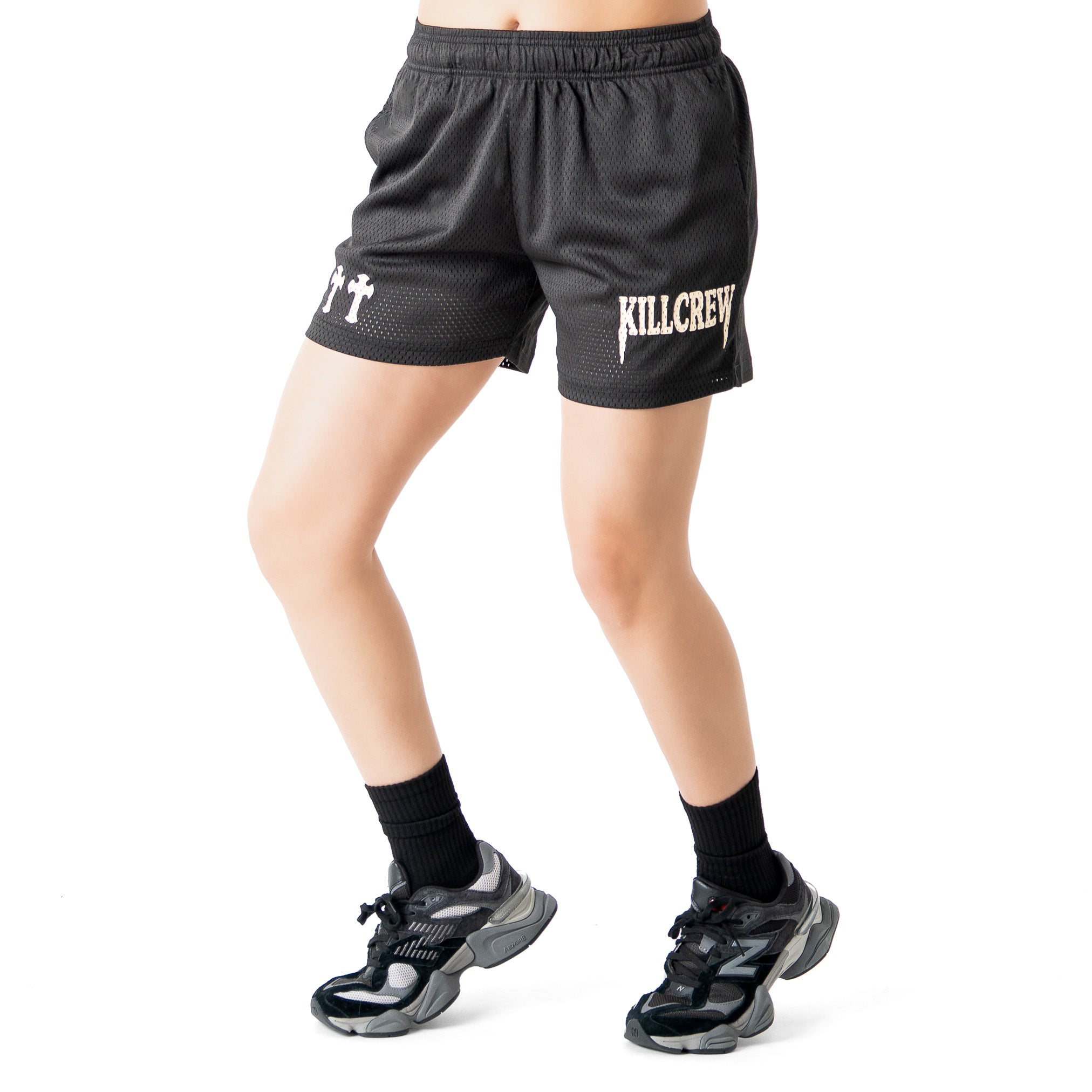VENTED MESH SHORTS MEDIEVAL - BLACK / CREAM