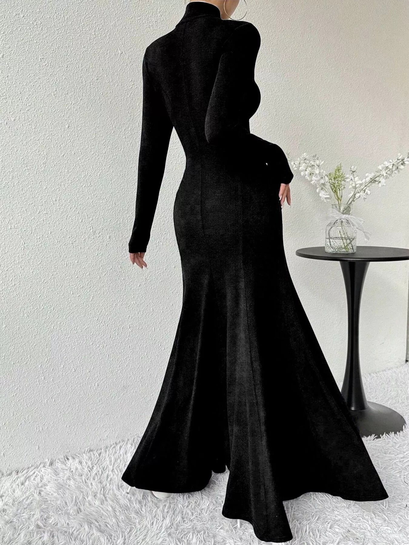 Turtleneck Long Sleeve Maxi Mermaid Dress