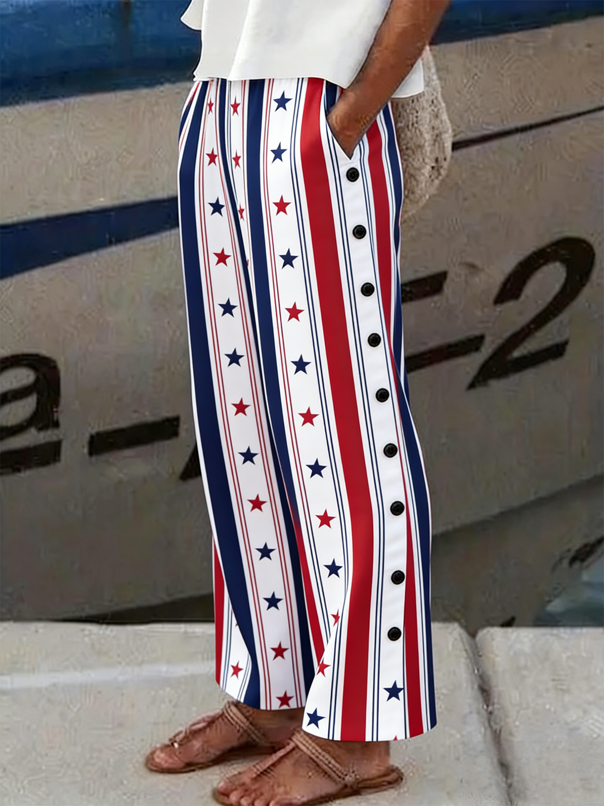 Women Striped Long Pants Vintage Spring/Fall Trousers