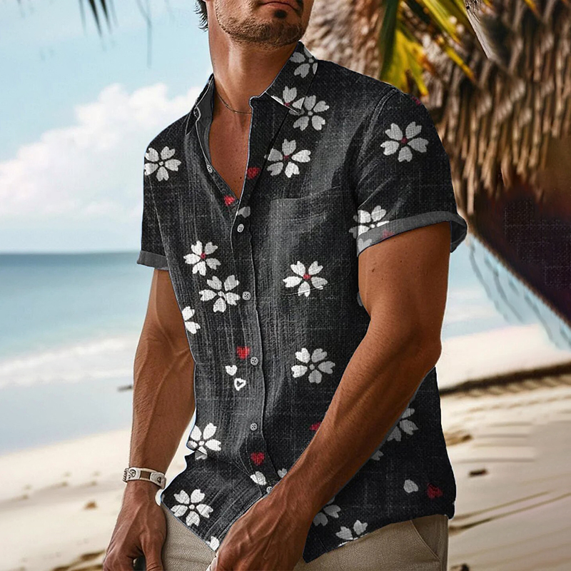 Men's Japanese Floral Art Casual Button-down Shirt