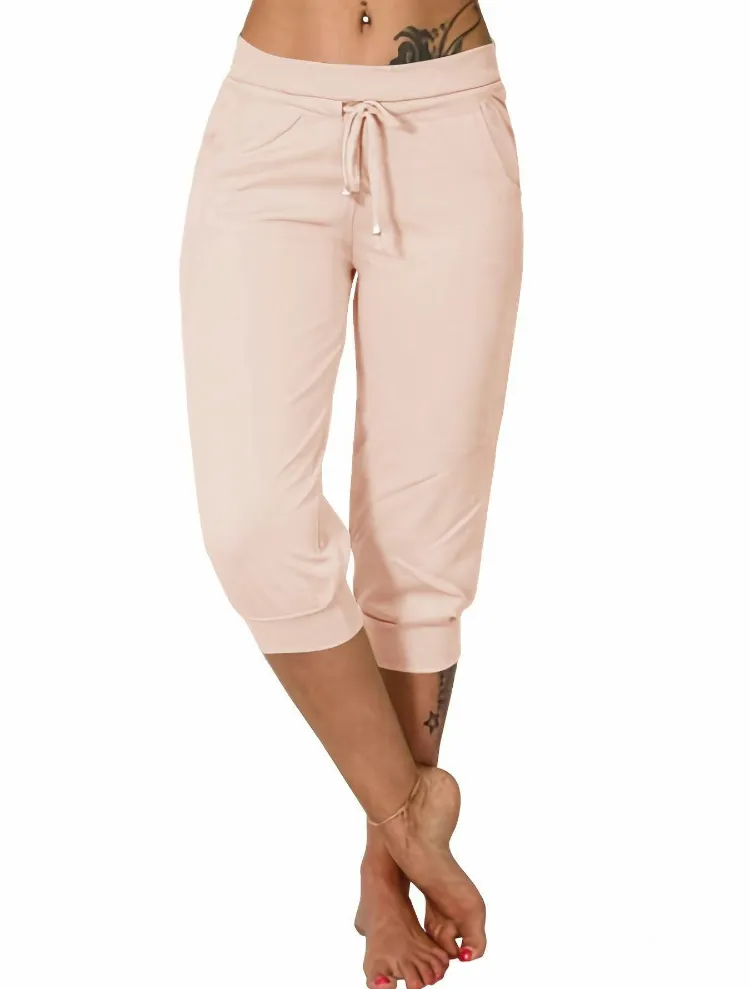 Women's Casual Drawstring Capri Pants with Pockets – Summer Trousers