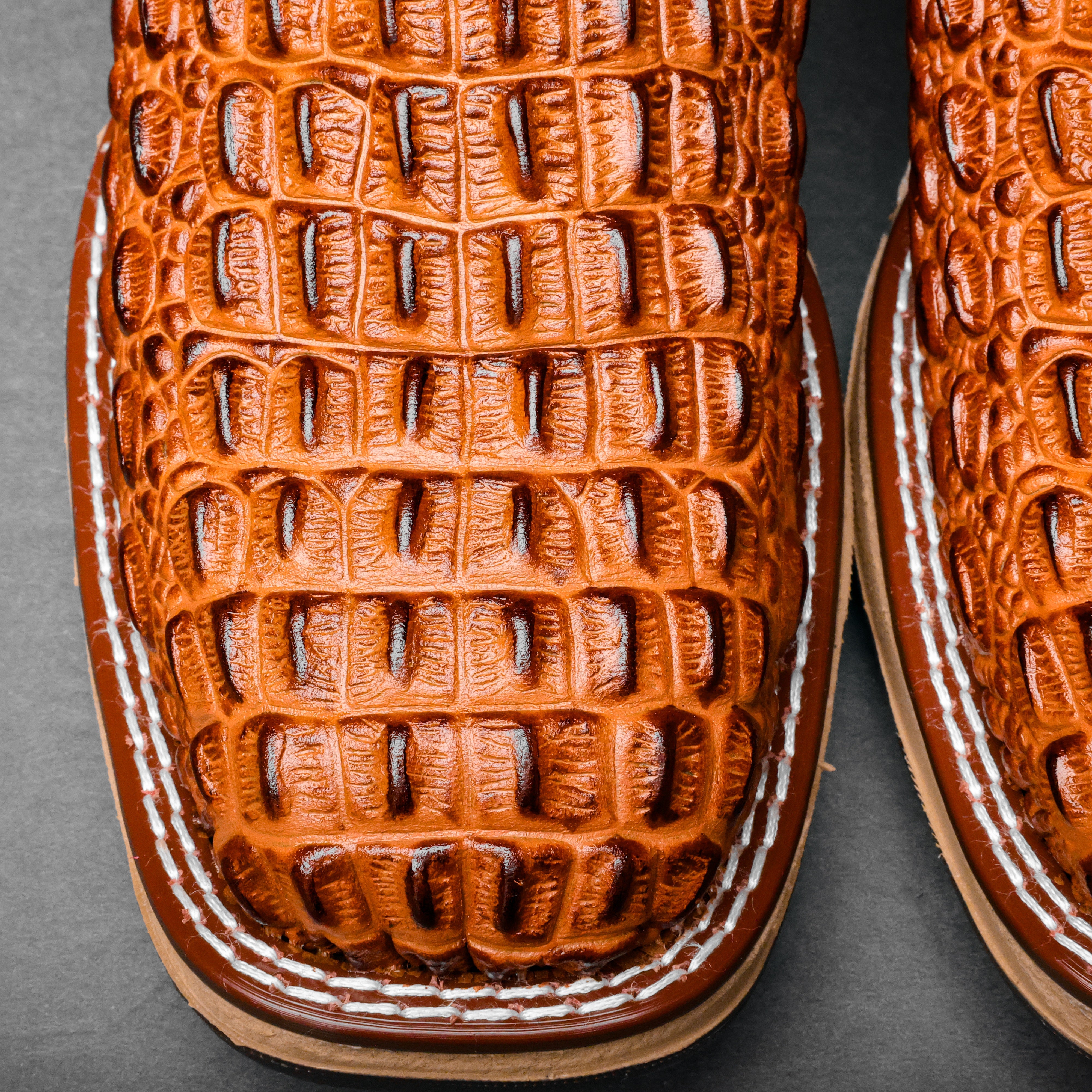 Cognac Caiman Hornback Leather Boots With 3D Lightweight Sole - Composite Toe