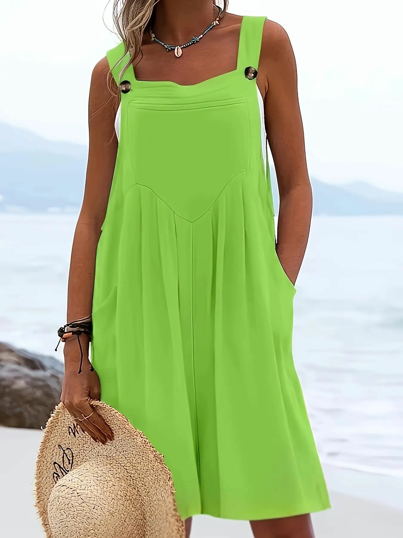 Women's Plus Size Casual Fashion Wide Leg Shorts, Loose Fit Belted Overall Pants with Button Pockets, 9 Colors Available