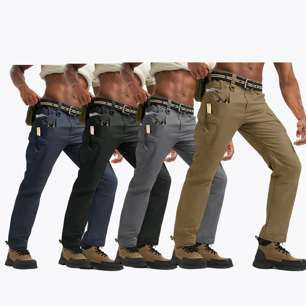 Men's Tactical Work Pants Multi-Pocket Water Resistant Cargo Pants Ripstop Hiking Military Construction Outdoor Pants 10 Pockets
