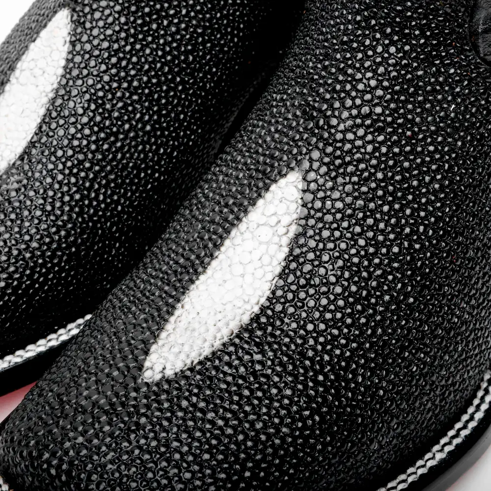 Black Stingray Leather Boots - Square Toe