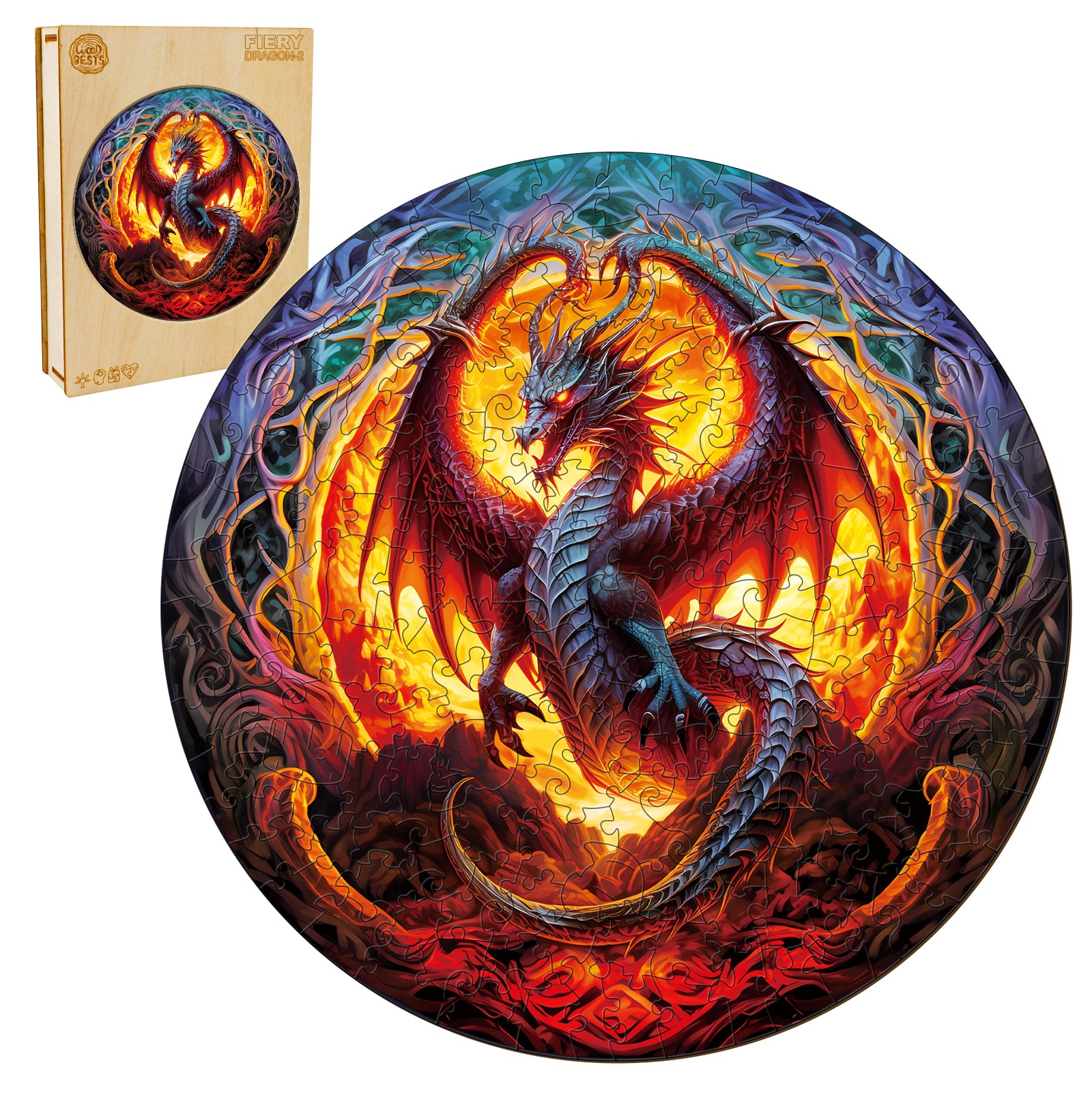 Fiery Dragon-2 Wooden Jigsaw Puzzle