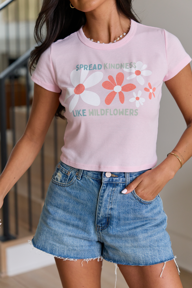 Spread Kindness Like Wildflowers Pink Baby Graphic Tee