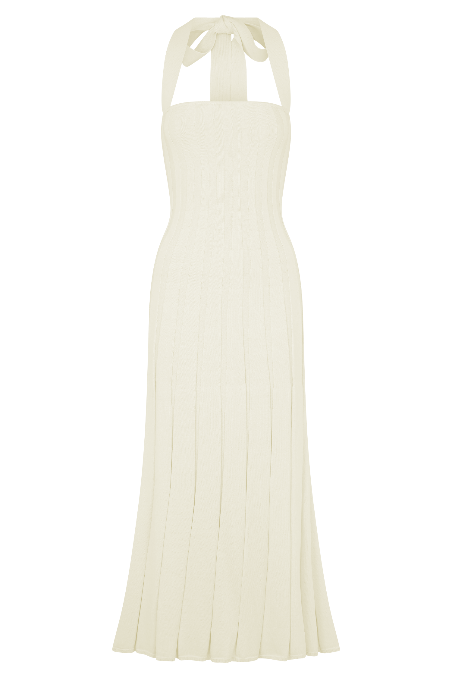 Ivory Halter Knit Midi Dress