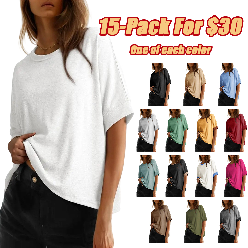 Women's Tops for Women 2026 Loose Oversized Basic Tee Comfortable Soft Fabric Flattering Fit - Womenswear