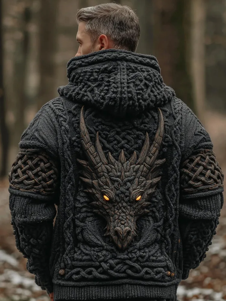 Men's Viking Dragon Art Celtic Hooded Sweater