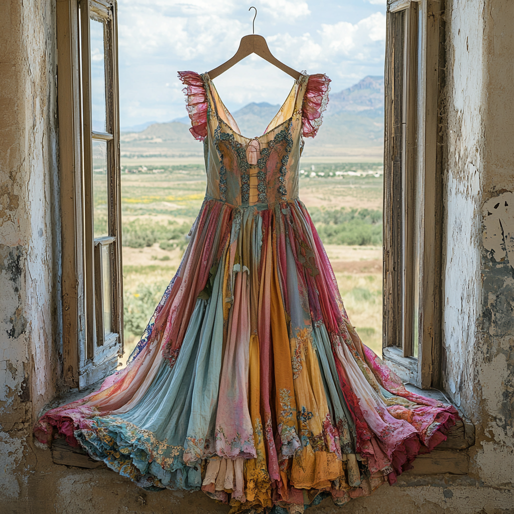 Windowsill Summer Romantic Lace Ruffle Dress 4357