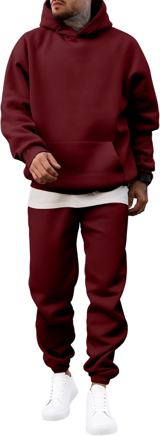 JMIERR Men's 2 Piece Outfits Hoodie Sweatshirt Tracksuit & Joggers Sweatpants Sweatsuit Set