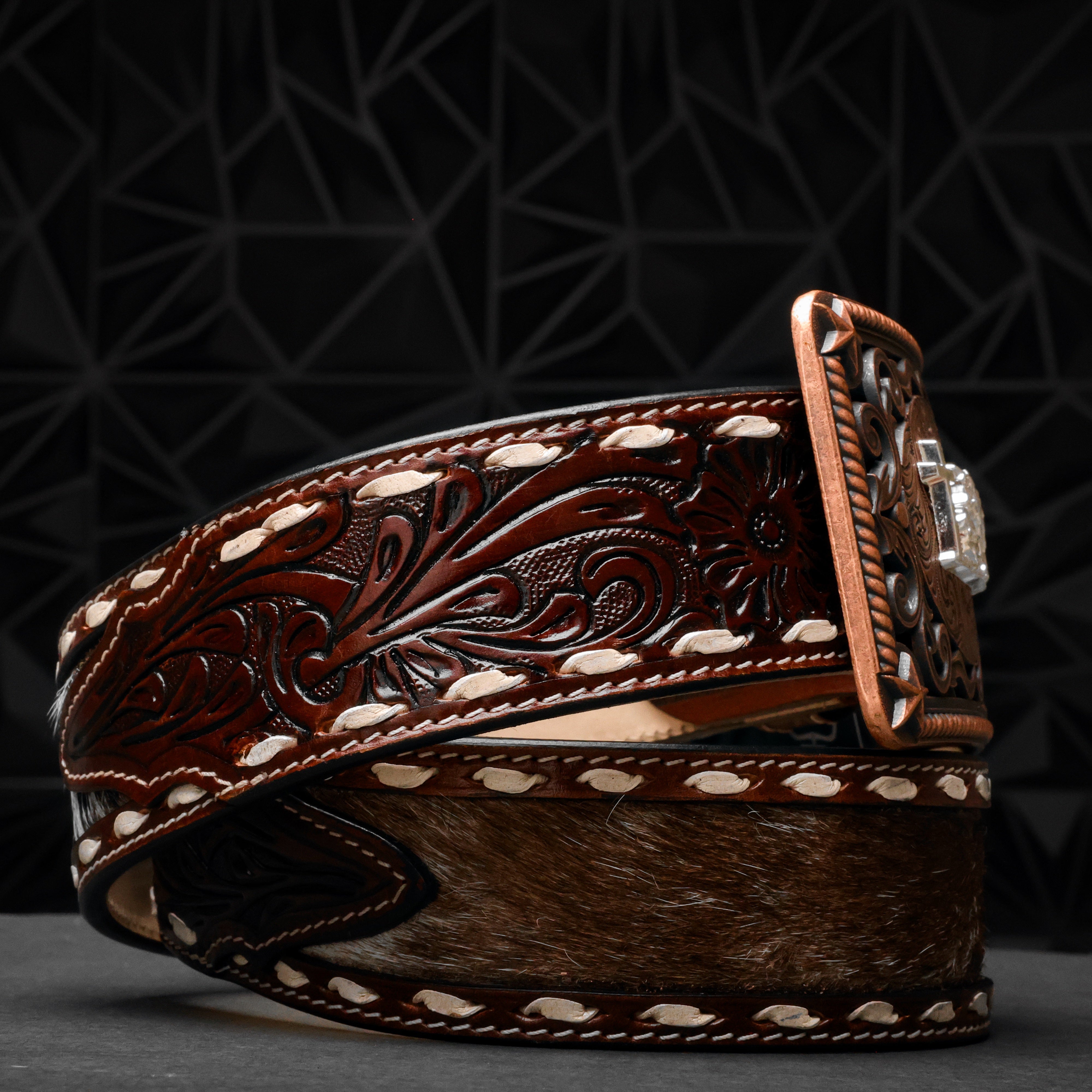 2 Inch Hand-Tooled Artesanal Genuine Cowhide Leather Belt
