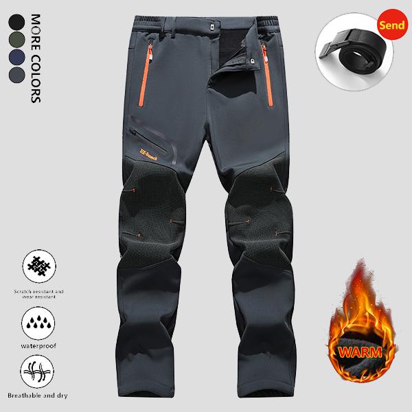 Men’s Winter Snow Pants – Fleece-Lined, Water-Resistant with 4 Zipper Pockets