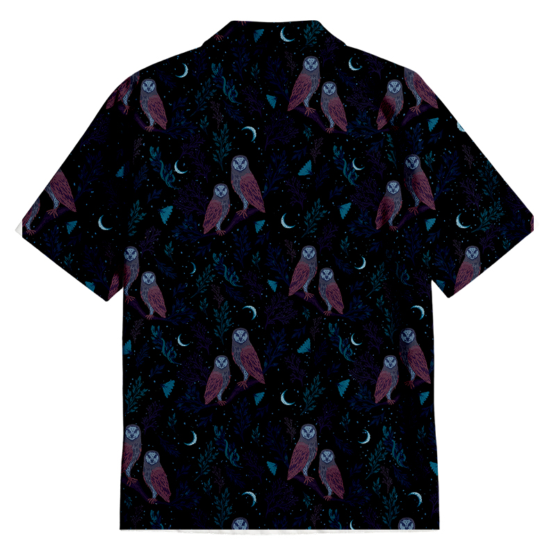 Episodic Owl Floral Button Up Pocket Shirt