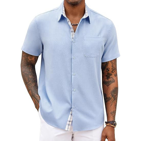 Men's Button Down Shirts Short Sleeve with Pocket