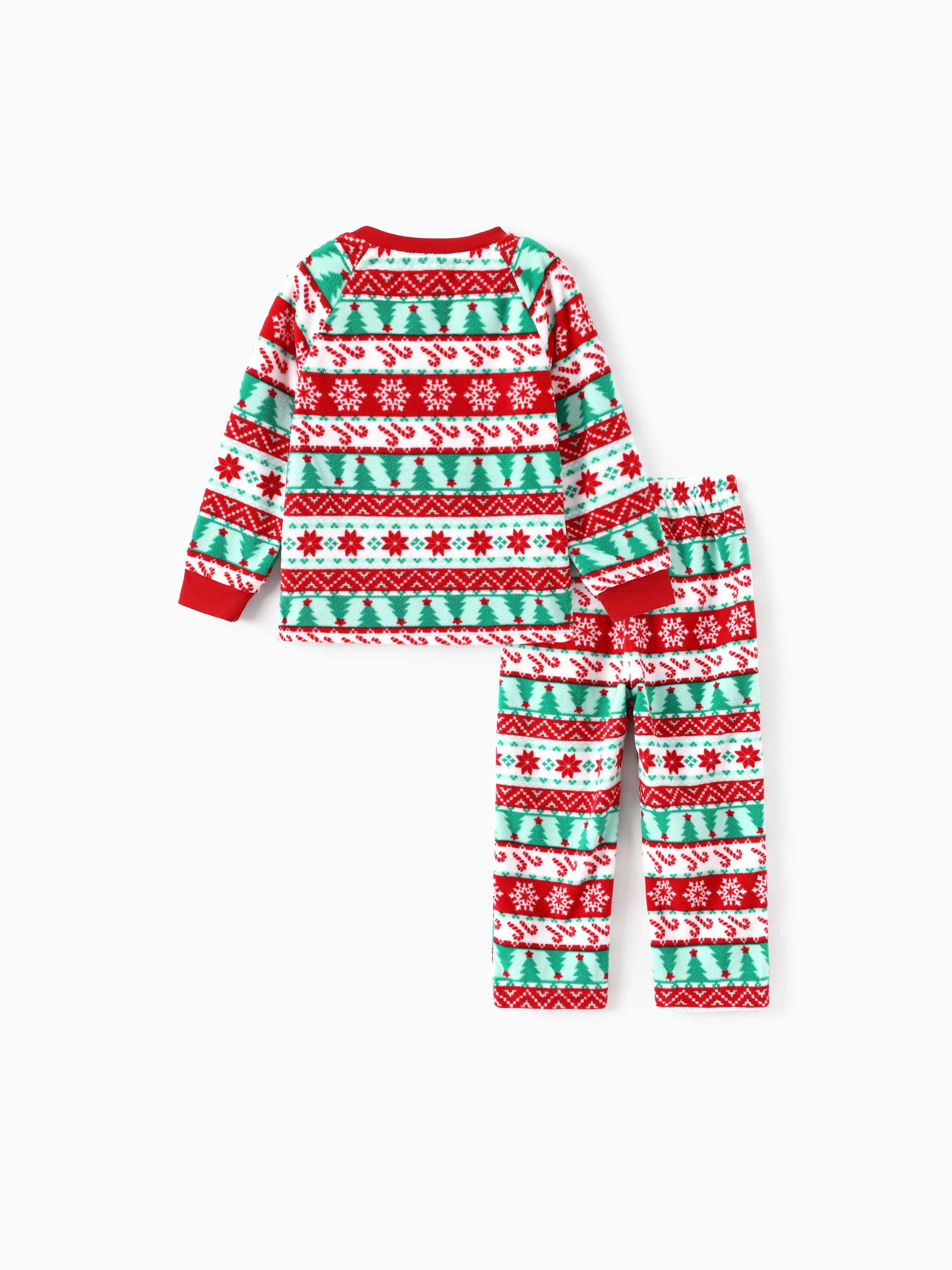 Frosty the Snowman Christmas Family Matching Fair Isle Pattern Polar Fleece Pajamas Set Red