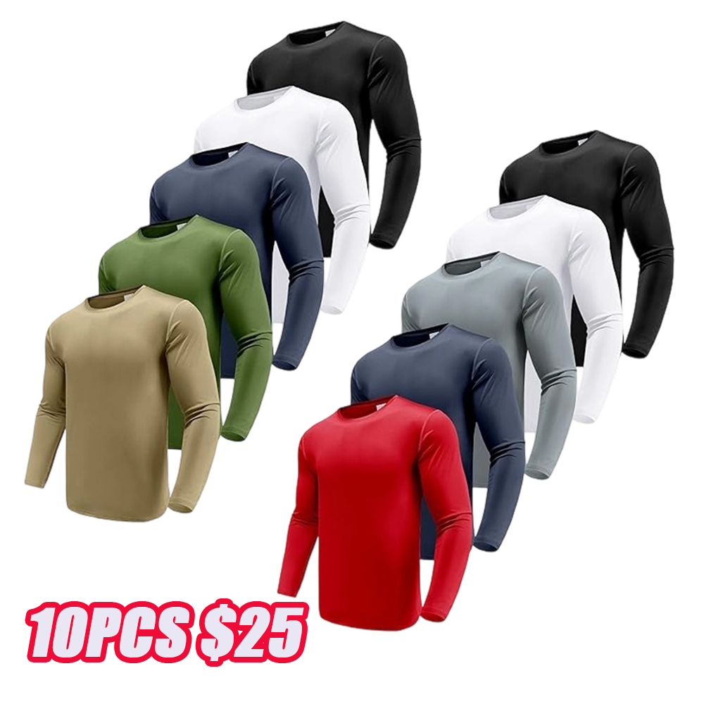5 PIECES Long Sleeve Shirts for Men Moisture Wicking Mens Tee Shirts Workout T Shirt for Running workout tops gym outfits