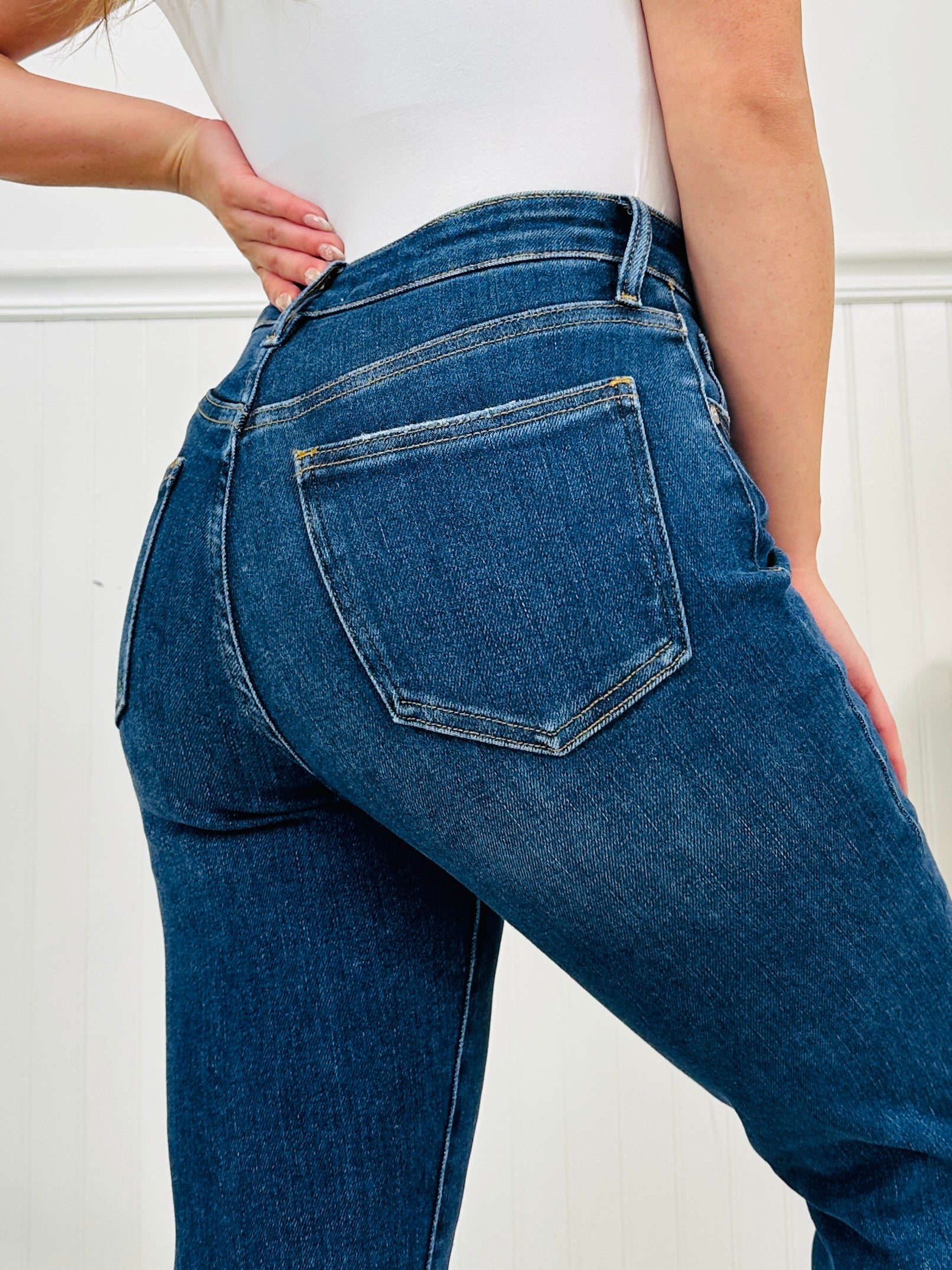 One Hundred Percent Chance Tummy Control Mom Jeans