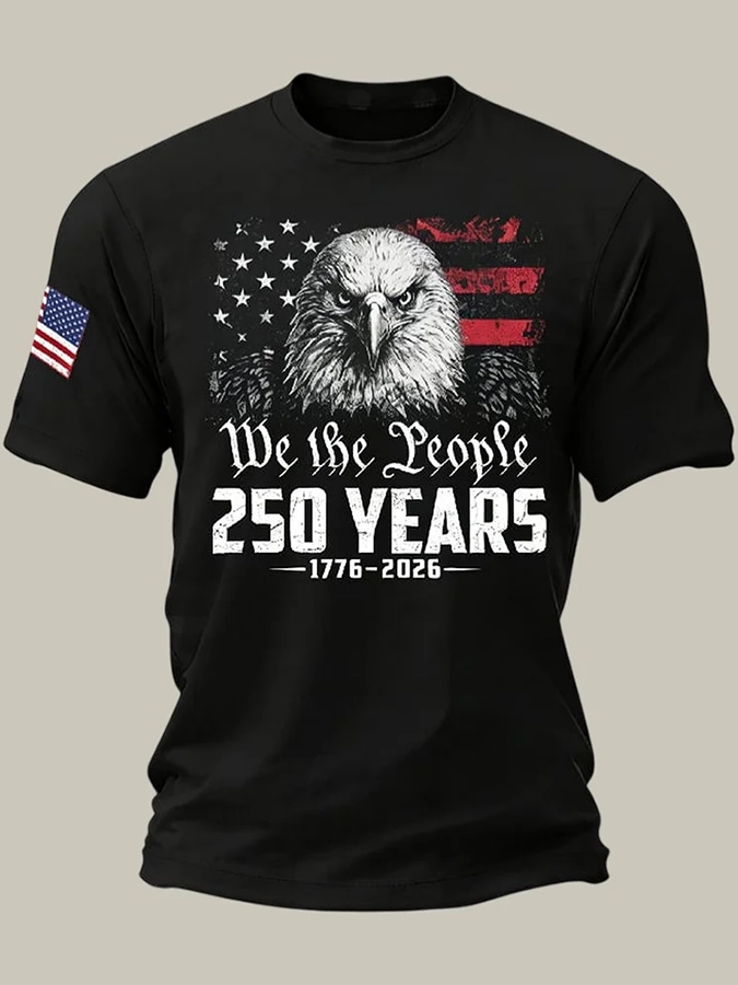 Men'S Casual American Founding Celebration Personalized Printed Round Neck T-Shirt