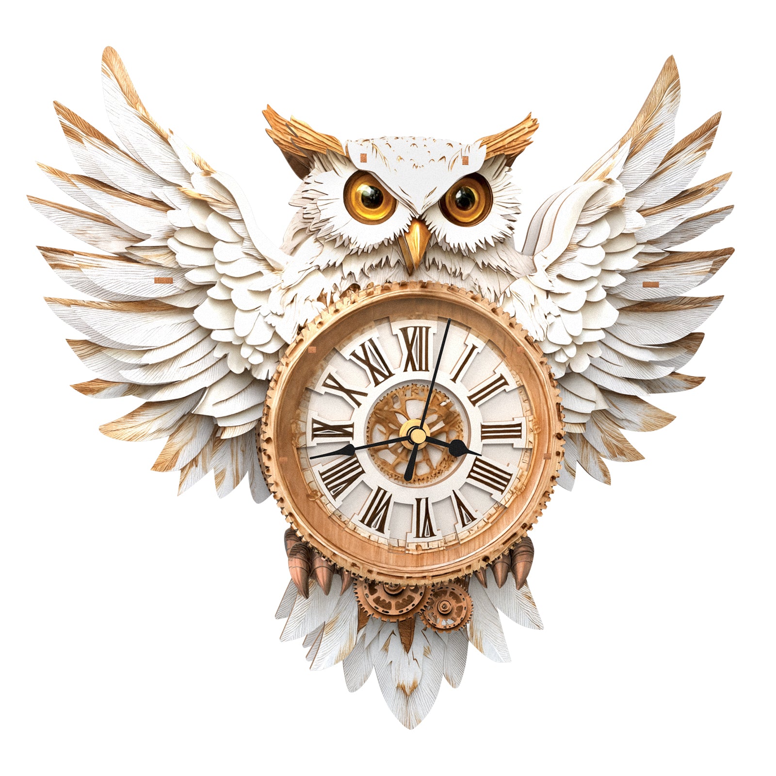 Snowy Owlâ€“ DIY Wooden Clock, 3D Puzzle Craft Kit