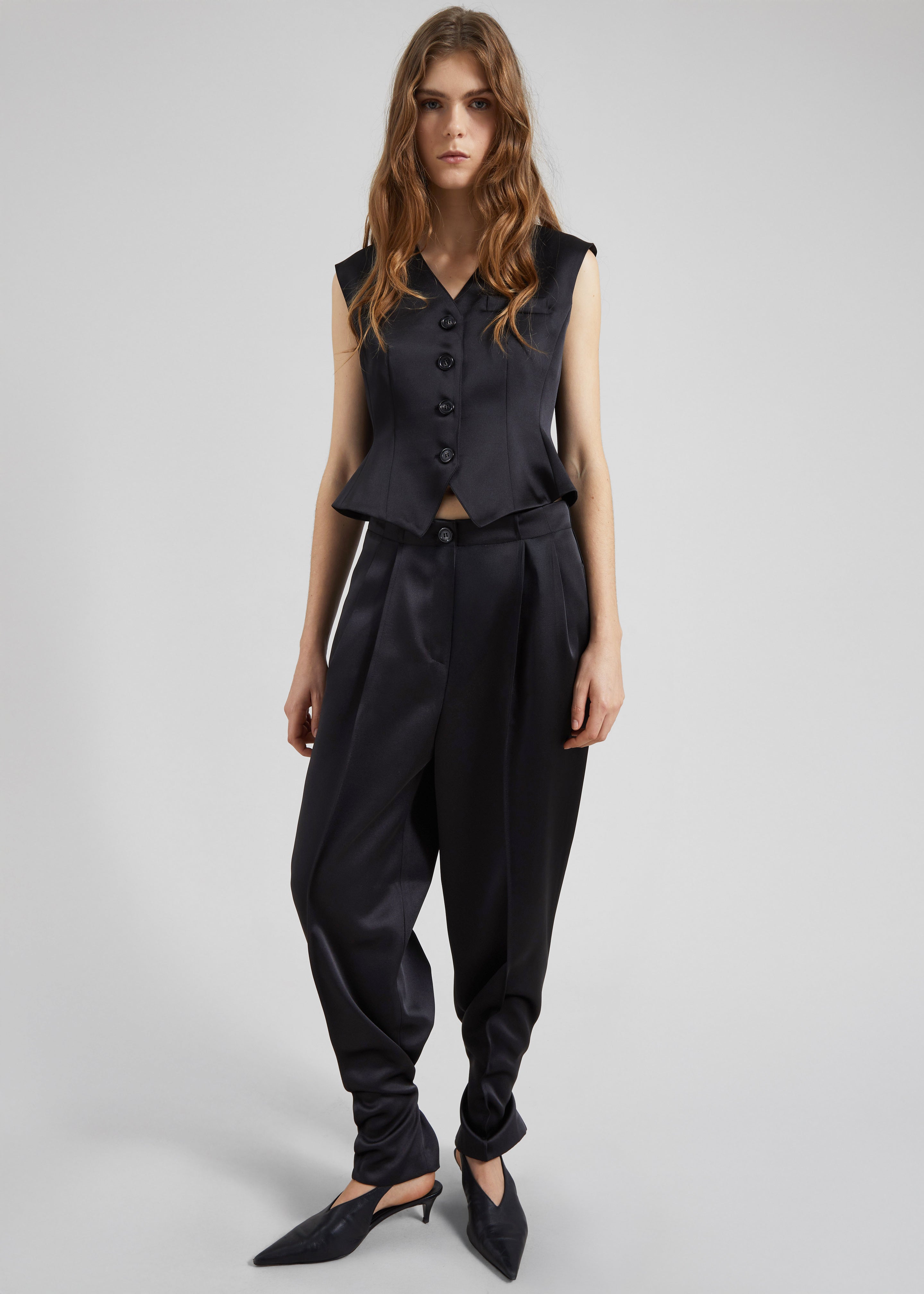 Rui Satin Trousers - Black