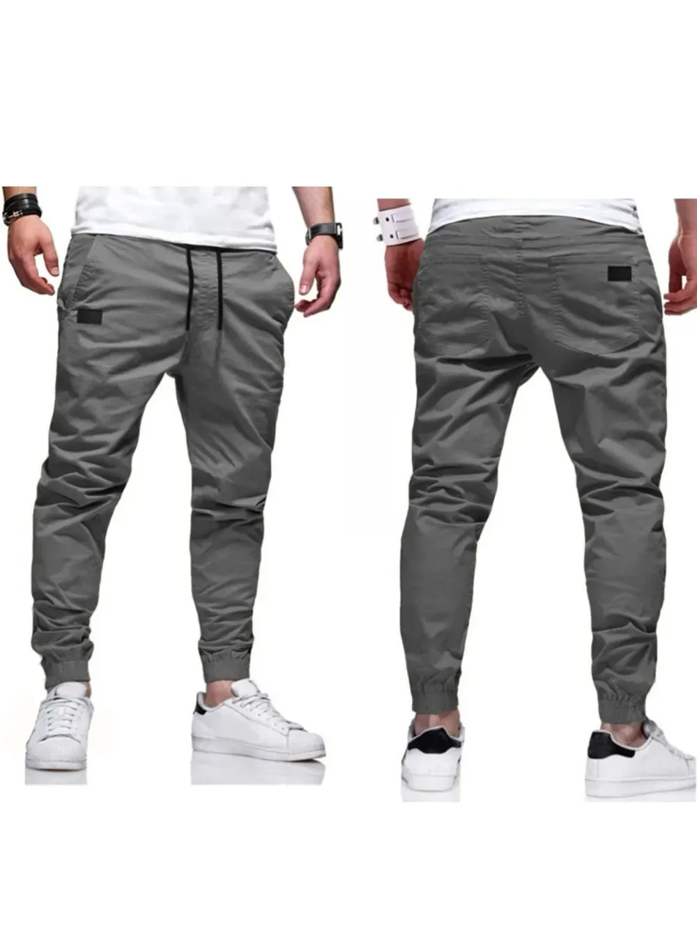 Men'S Solid Color Overalls Drawstring Sports Trendy Trousers Men'S Casual Drawstring Pants