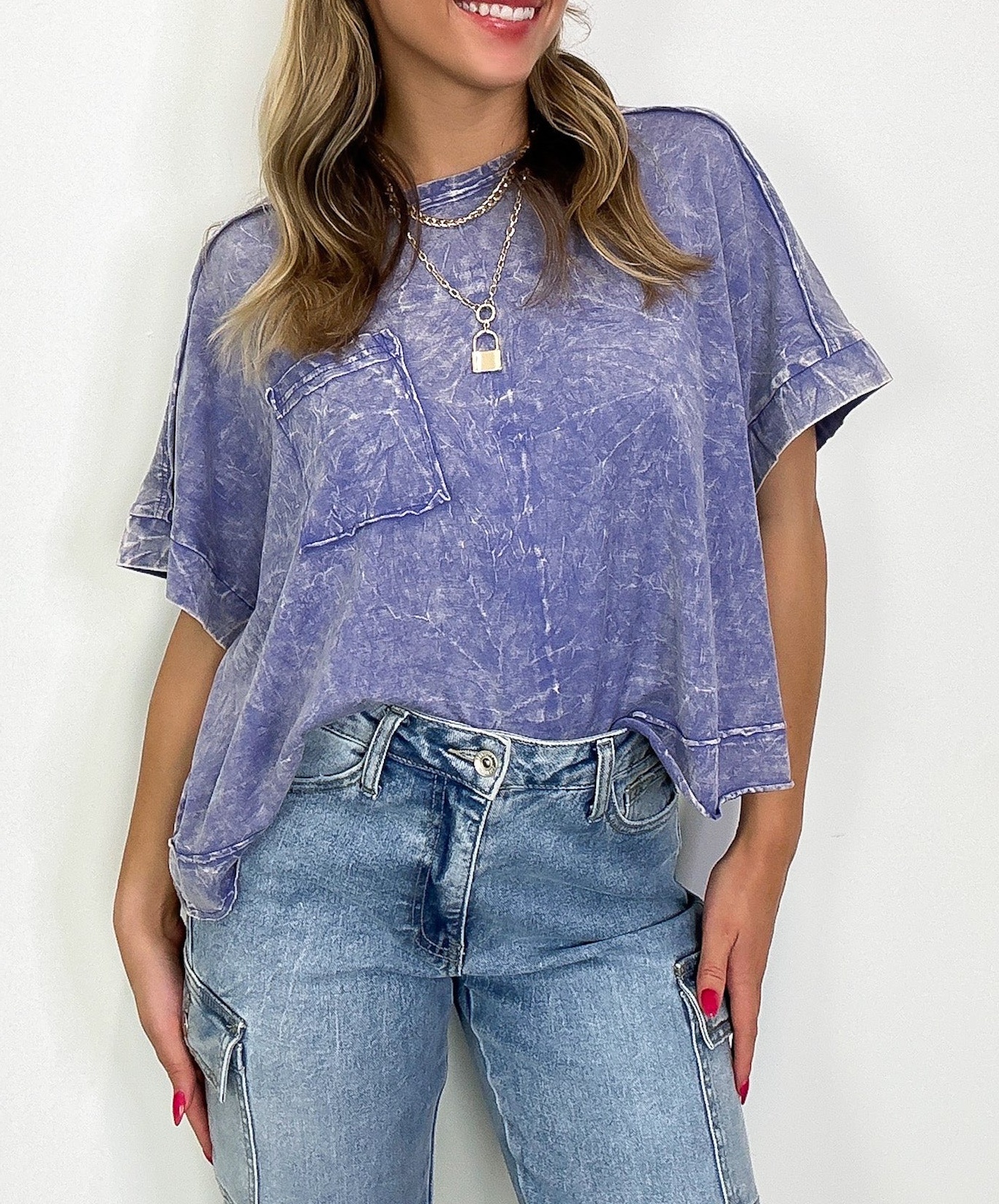 Vivid Aura Mineral Wash Oversized Tee