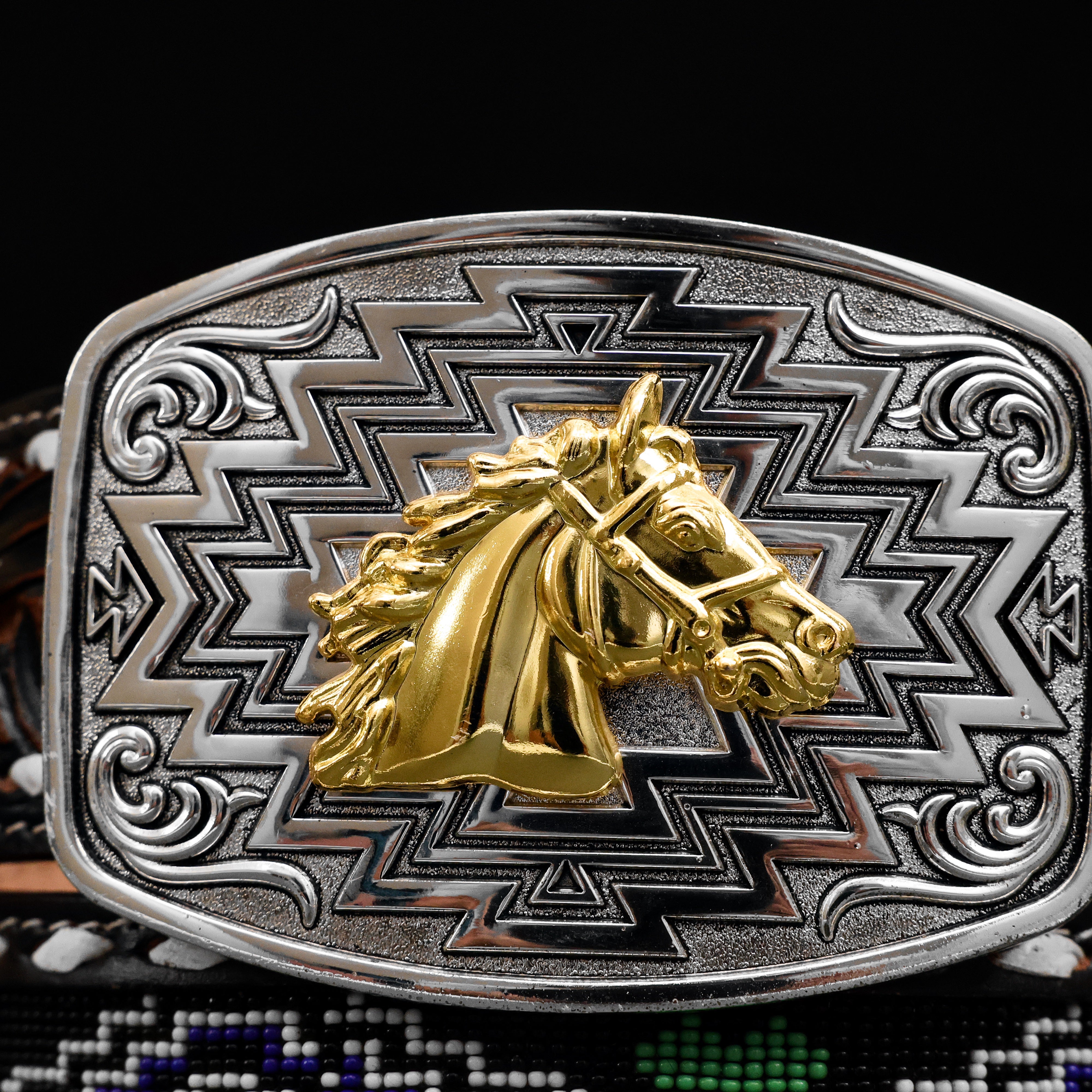 2 Inch Hand-Tooled Artesanal Beaded Leather Belt