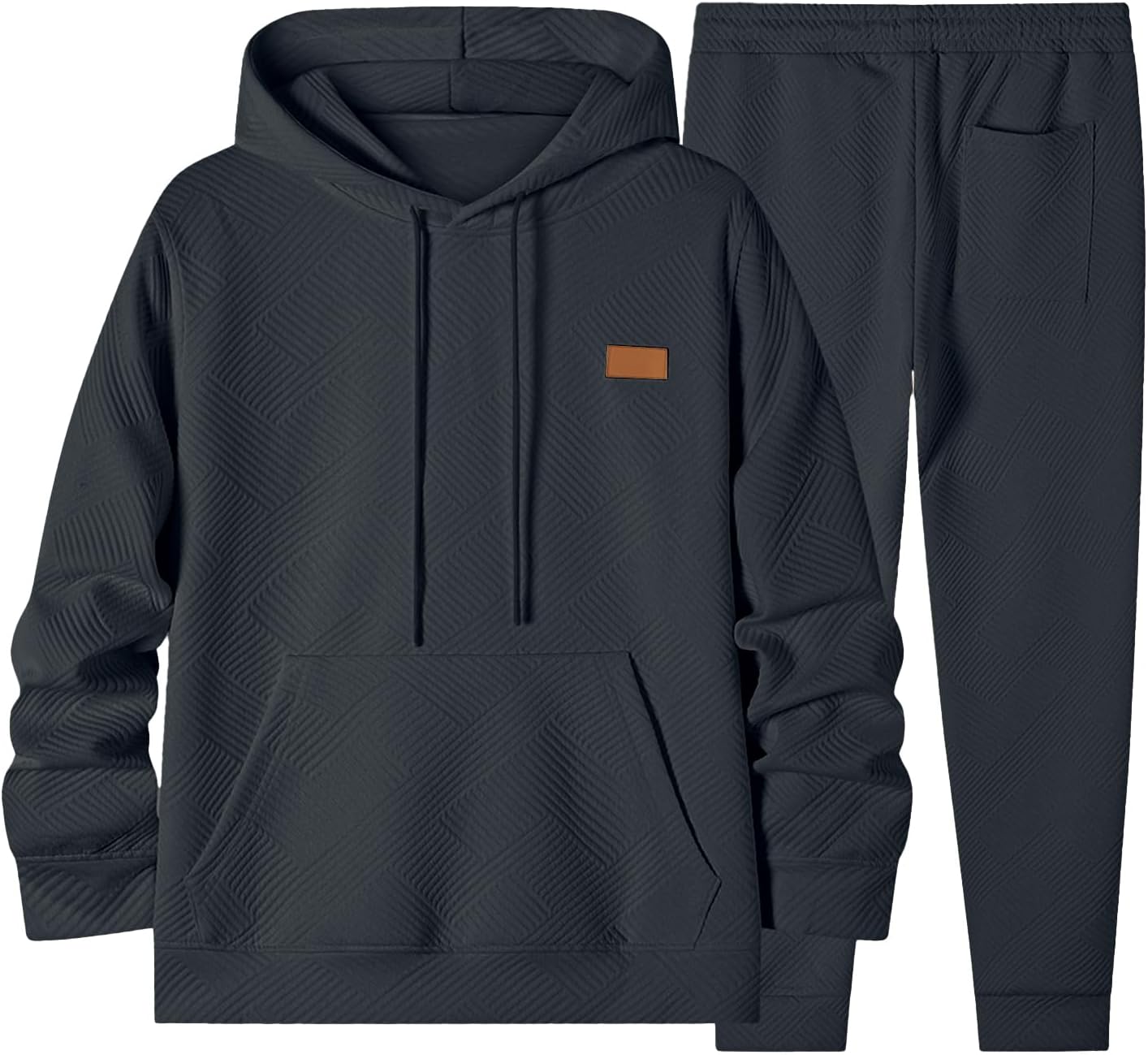 Mens 2 Piece Jacquard Sweatsuit Outfits Hoodie Sweatshirt & Joggers Sweatpants Set Tracksuit