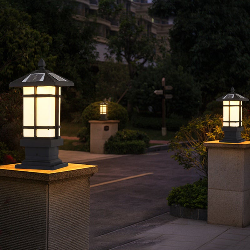 Vintage Pavilion Shape Black Retro Outdoor Light Post Lamp Pathway Lights