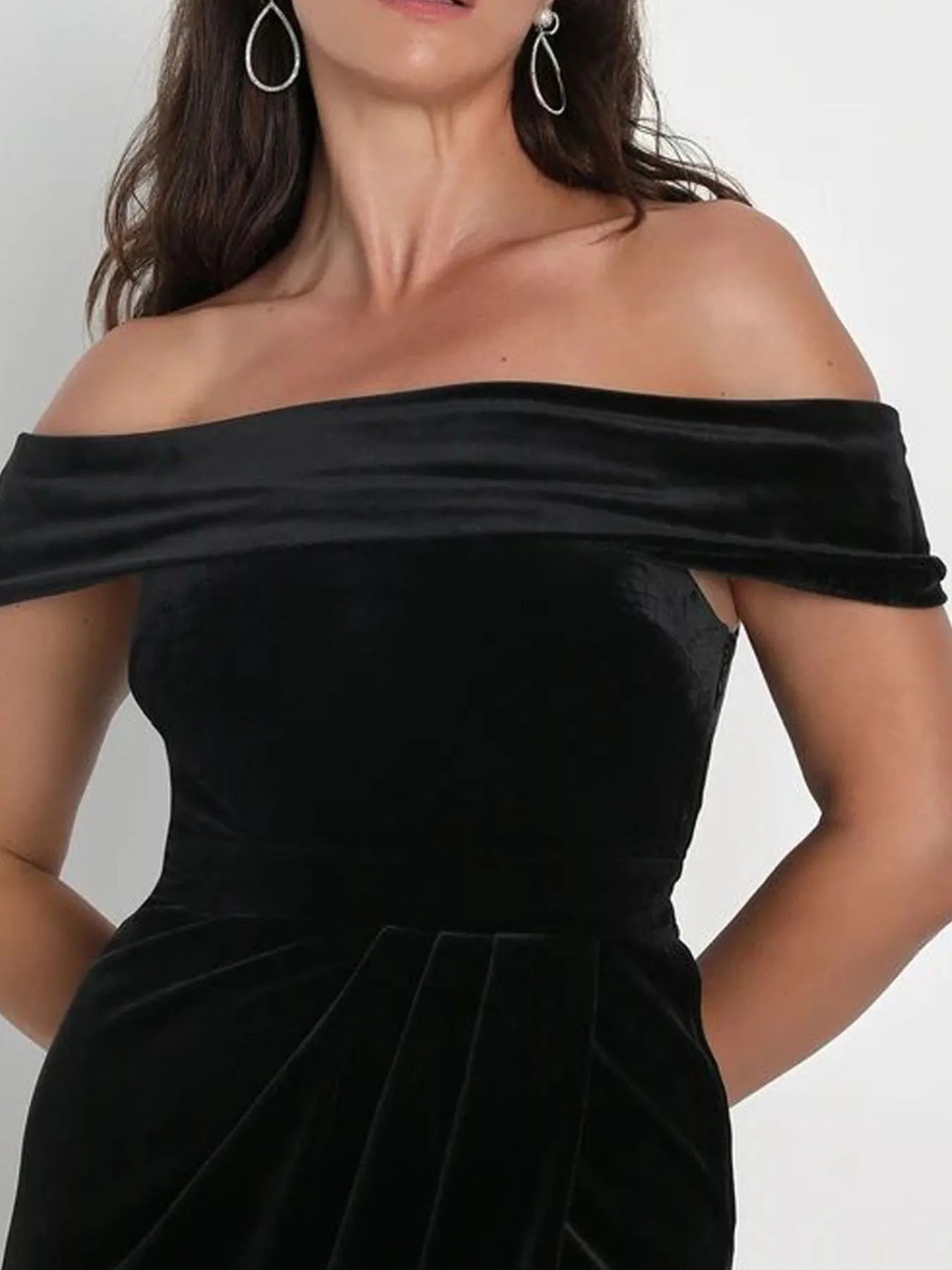 Off-Shoulder Wrap Dress with Side Slit