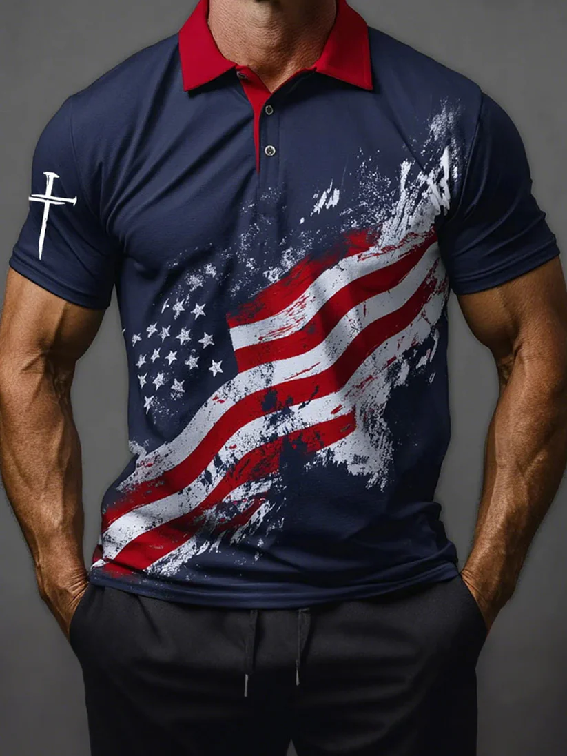 Men'S Casual 250Th Anniversary Celebration Of The Founding Of The United States Personalized Printed Polo Shirt