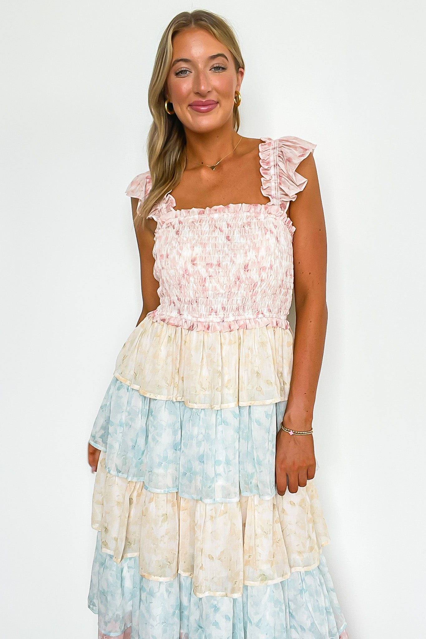 Two Tone Tiered Smocked Dress