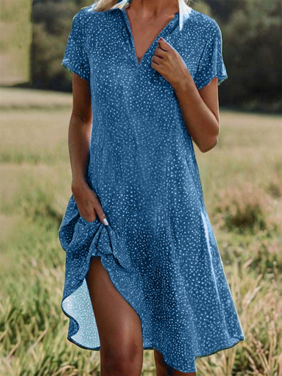 Women's Polka-dot Art Print Casual Loose Elegant V-neck Dress