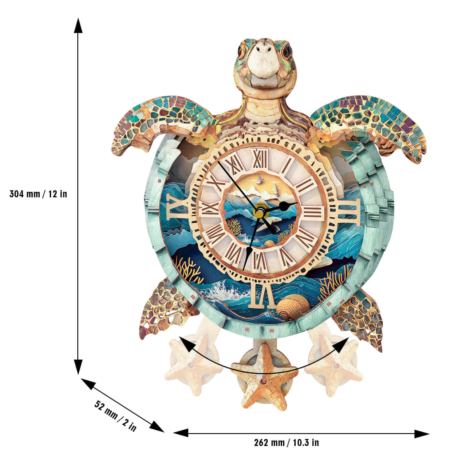 Sea turtlesâ€“ DIY Wooden Clock, 3D Puzzle Craft Kit
