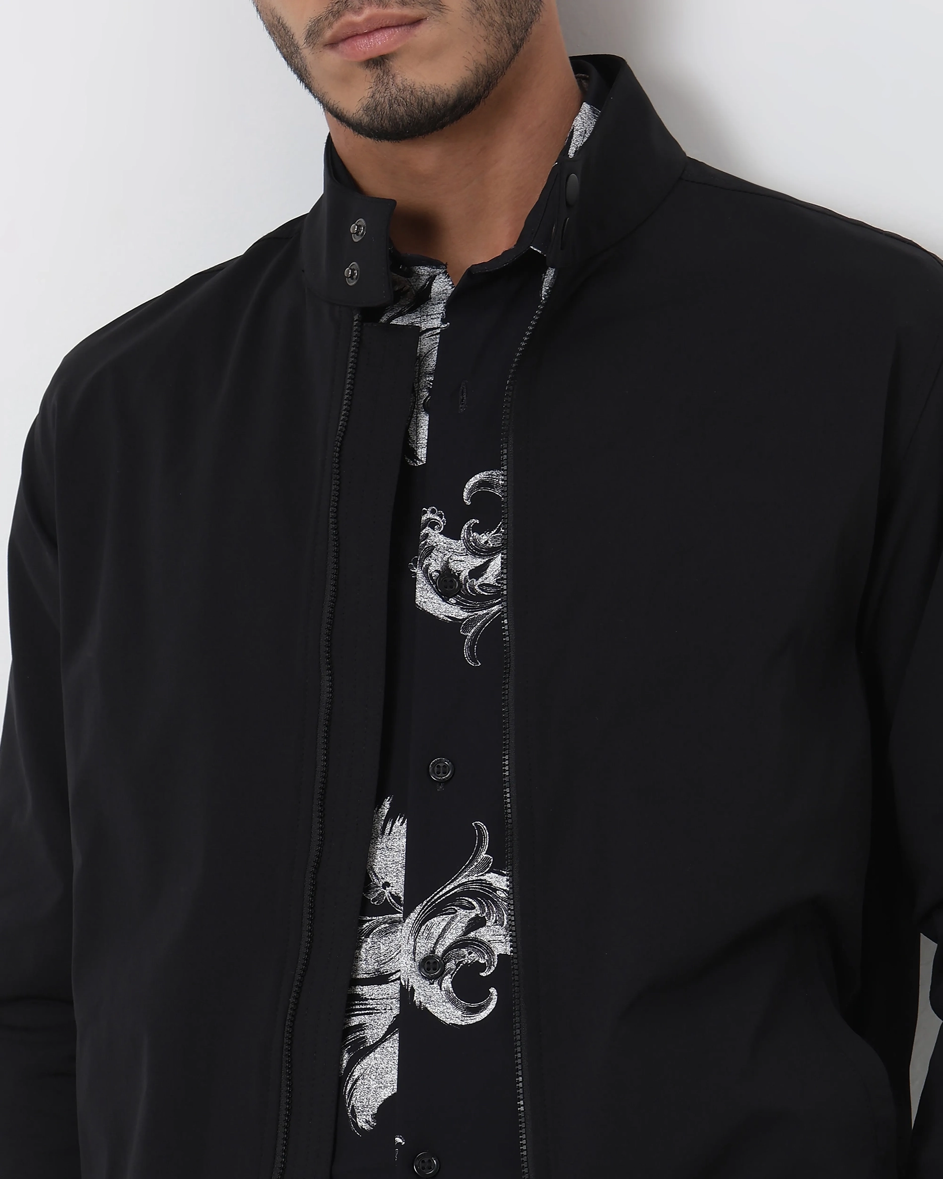 Versatile Comfortable Slim-Fit Black Jacket