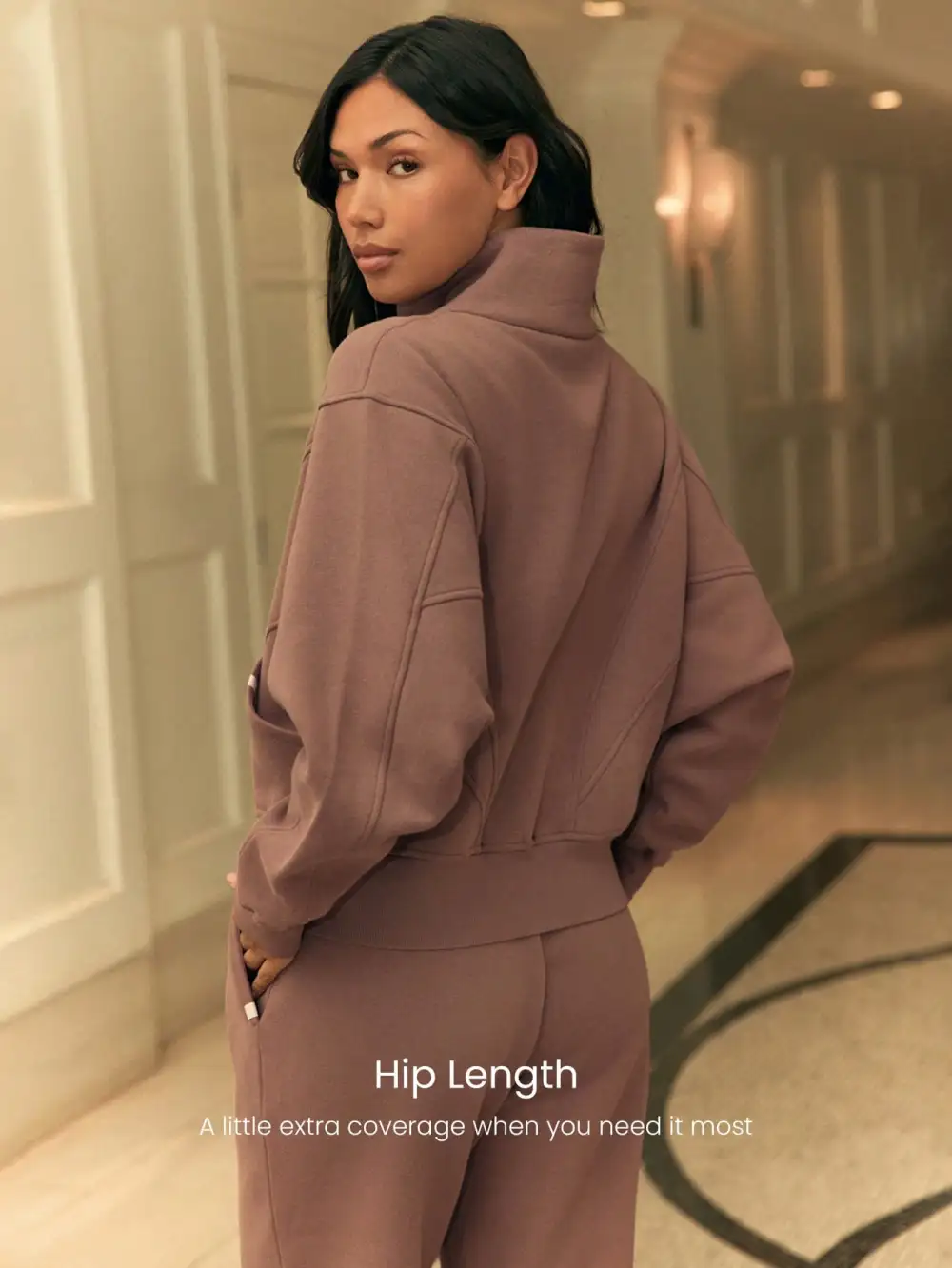 Everyday Fleece WarmthSoft Warm Lightweight Front Back Seam Detailing Pockets Batwing Sleeve High Neckline Full-Zip Jacket