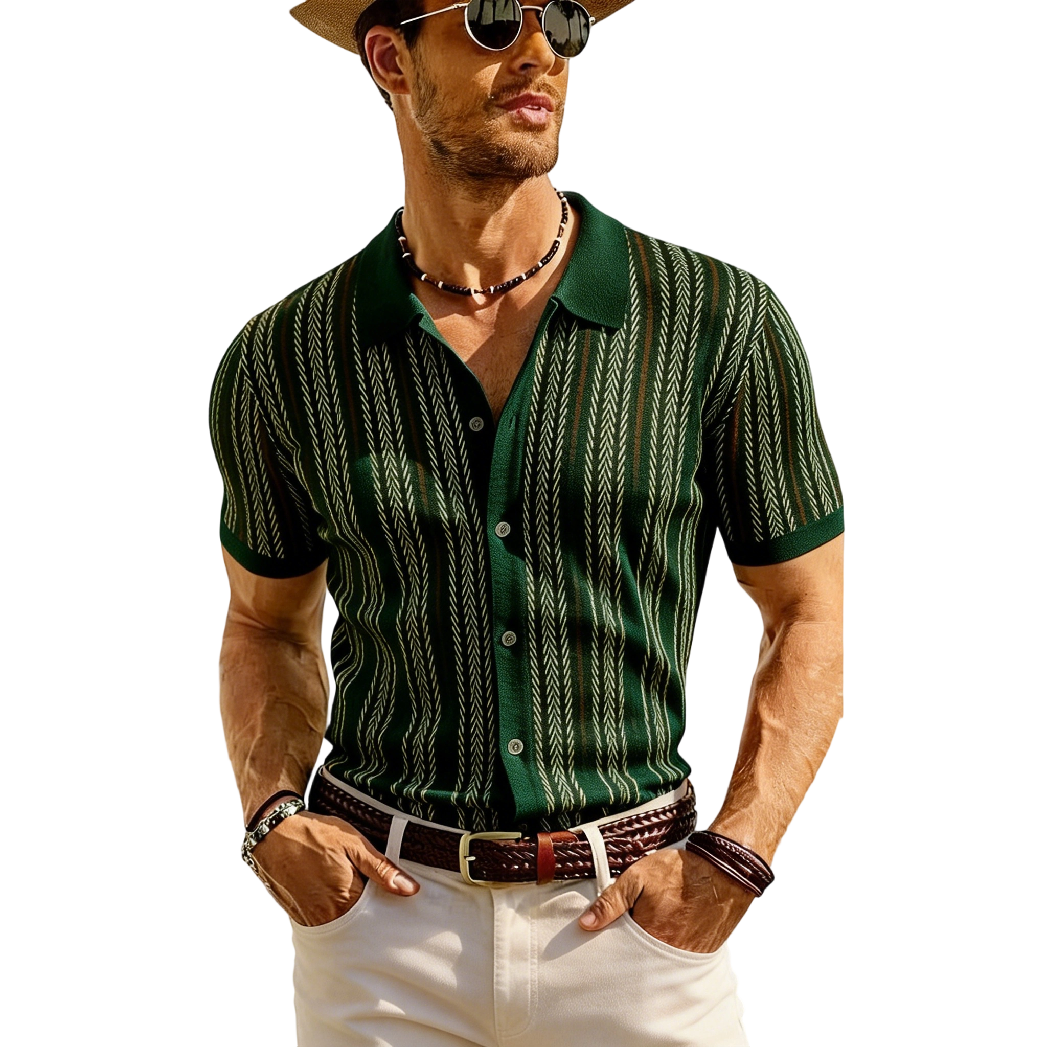 Men's Retro Button-Sweater Stretch Shirt for Spring/Summer