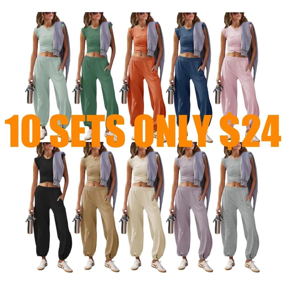 Women's Two-Piece Casual Suit Short Top (Under $3 a set!)