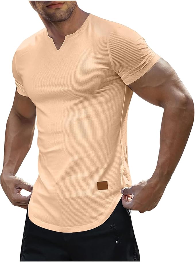 🔥Men’s Slim Fit V-Neck Muscle T-Shirts