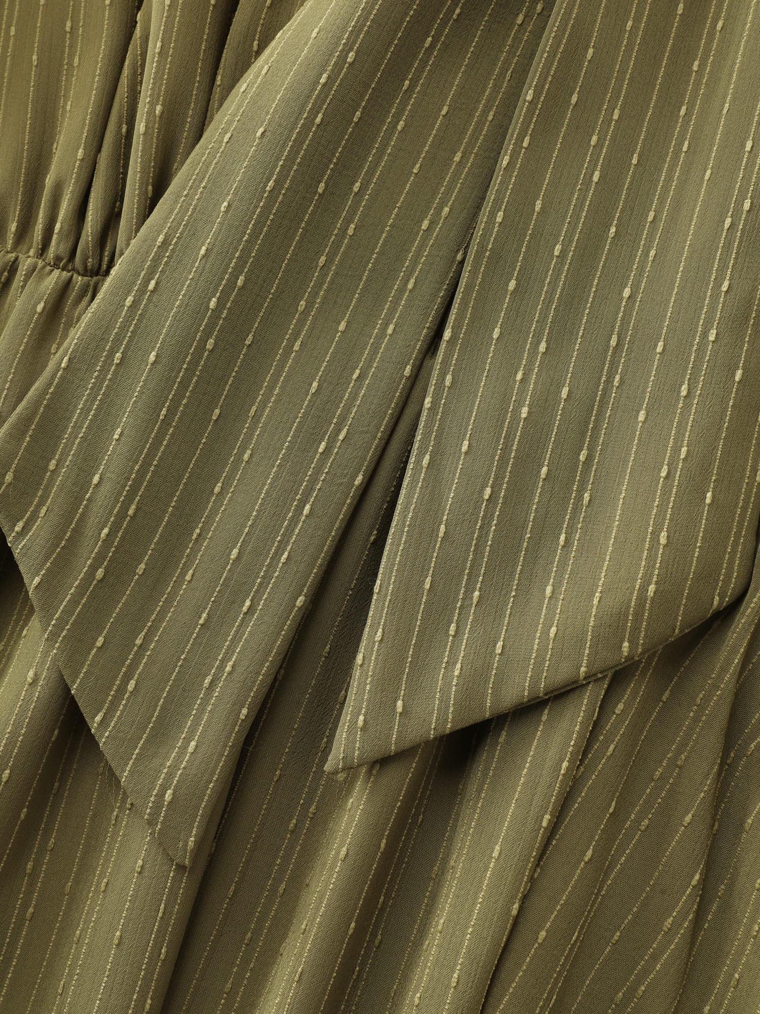 Ribbon Neckline Puffy Sleeve Midi Dress