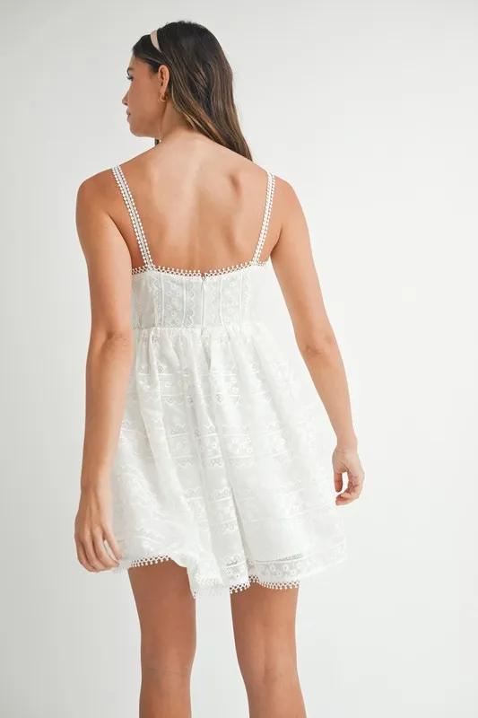 Eyelet Lace Babydoll Mini Cami Dress