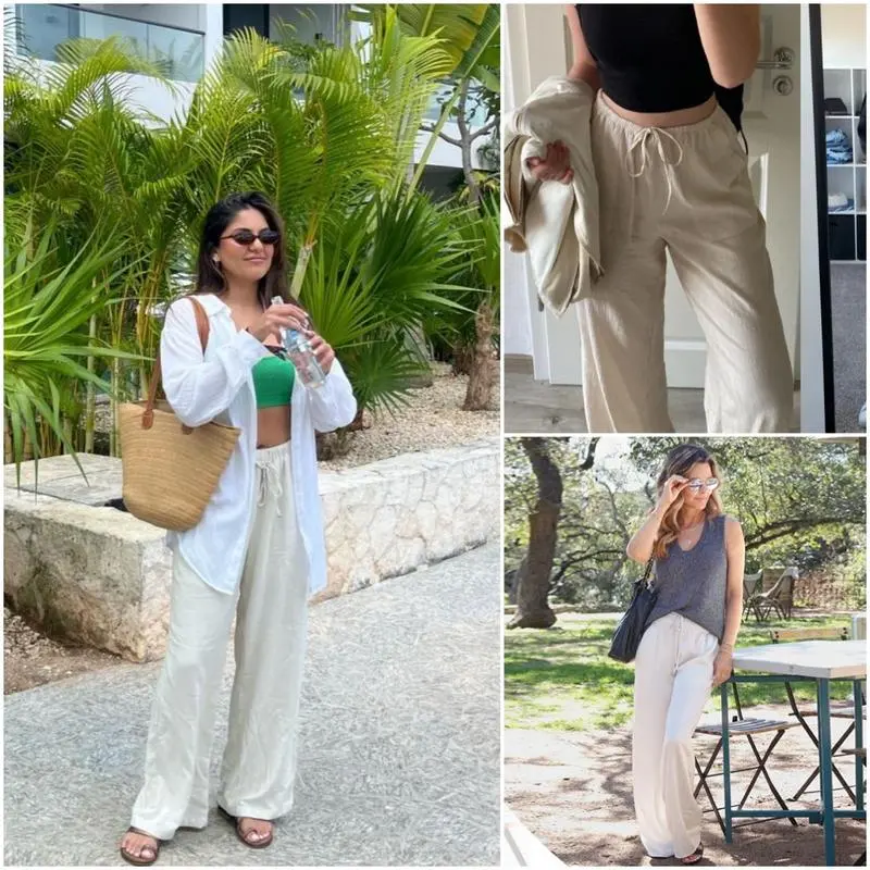 Women's Cotton Linen Summer Palazzo Pants